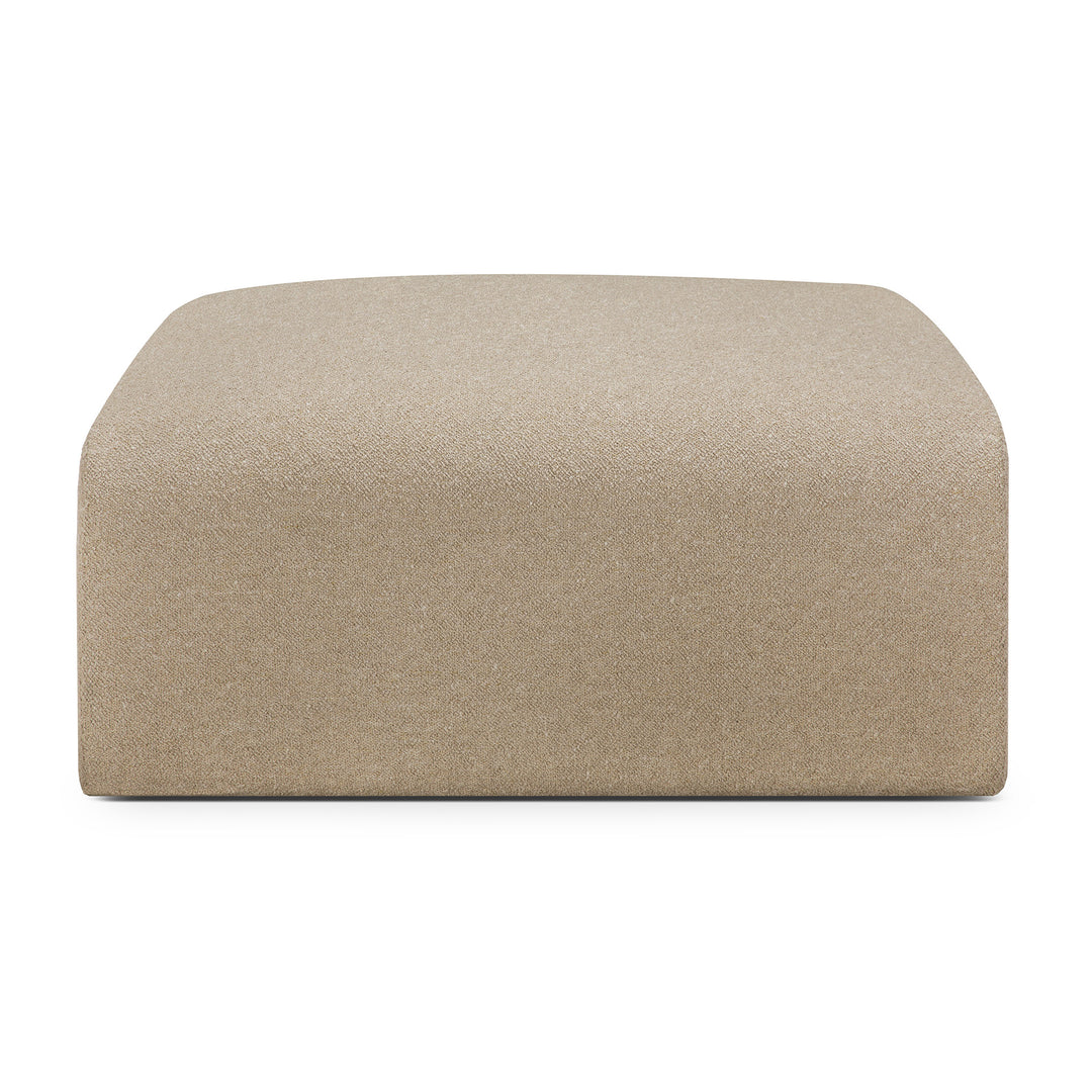 Taburet Bulky Ethnicraft 80×60 cm tapițat în nuanța crem caldă Almond, cu cusături fine pe perimetru