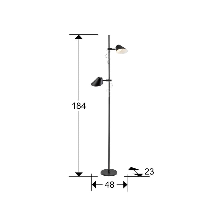 Lampadar Schuller Esino 2 lumini negru cu telecomandă