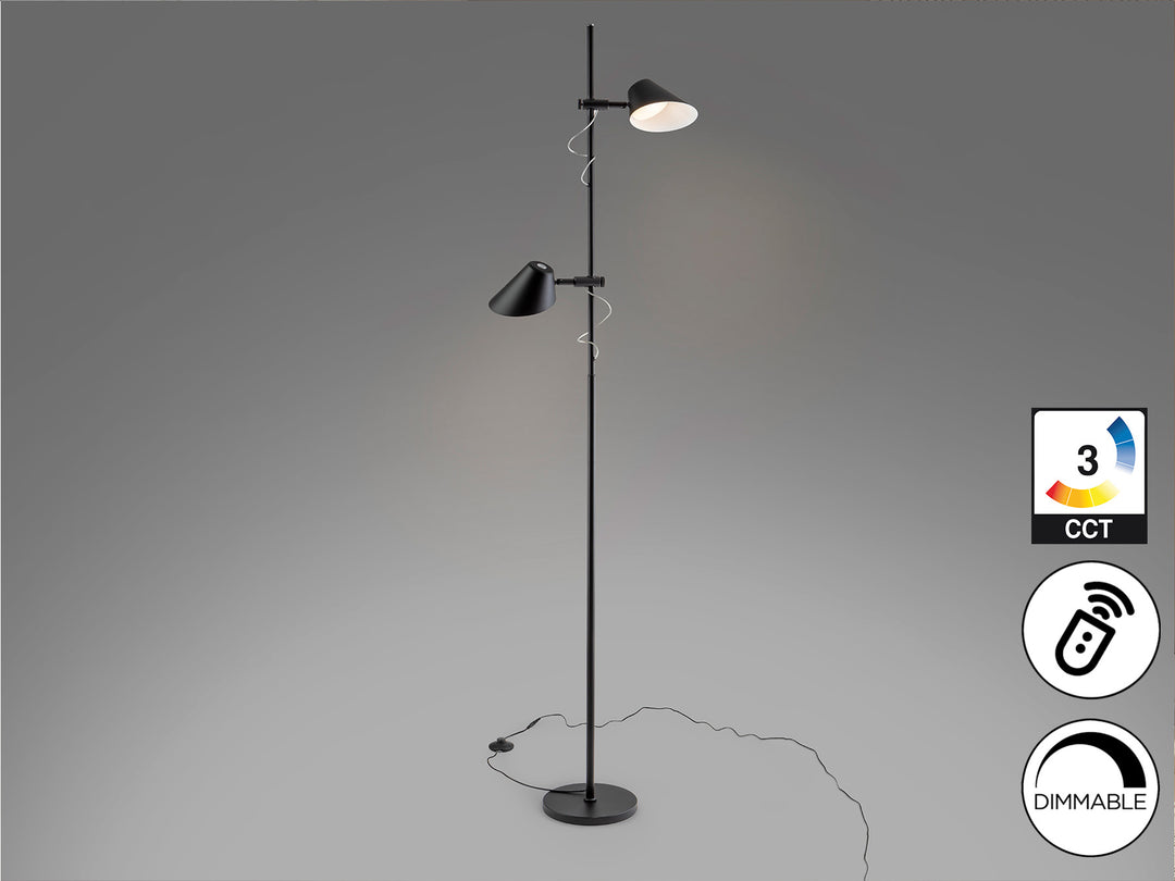 Lampadar Schuller Esino 2 lumini negru cu telecomandă