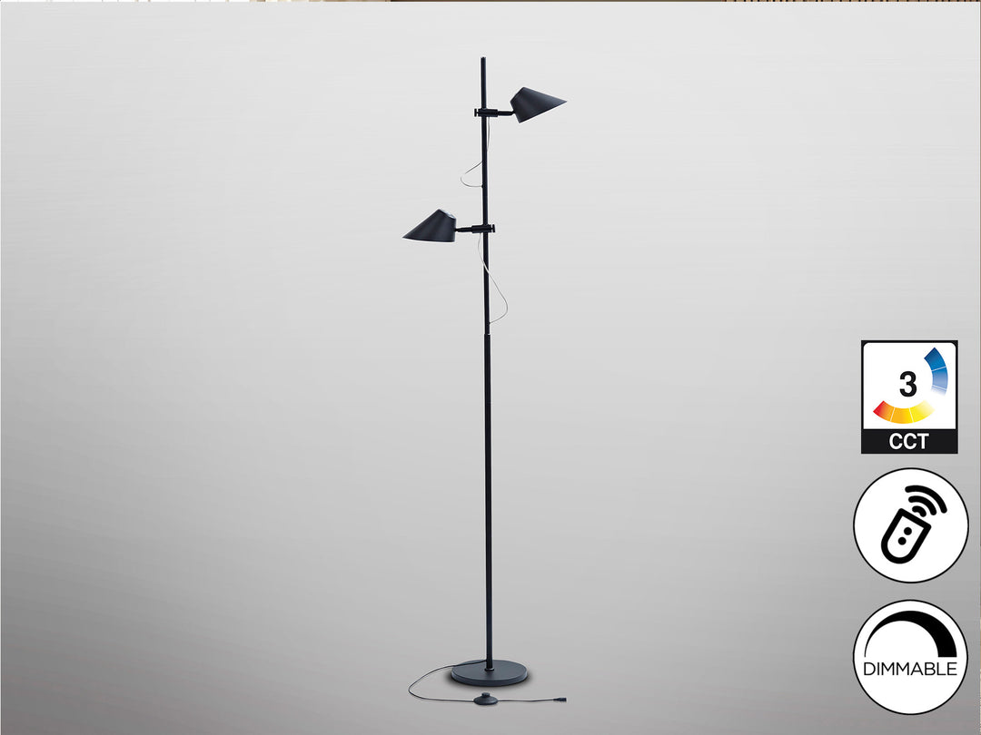 Lampadar Schuller Esino 2 lumini negru cu telecomandă