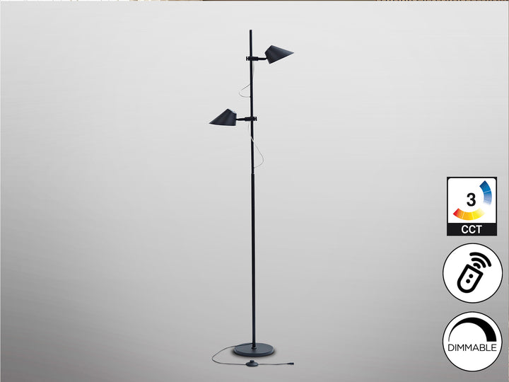 Lampadar Schuller Esino 2 lumini negru cu telecomandă