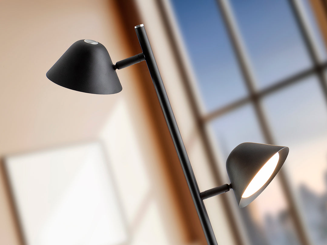 Lampadar Schuller Taros 2 lumini negru cu telecomandă