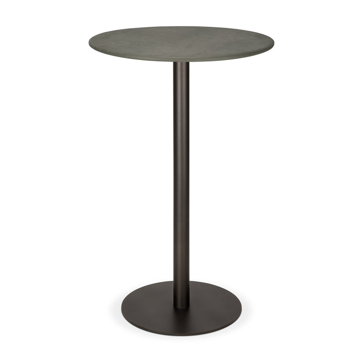 Masă bar Blend Ethnicraft cu blat din piele nubuc și bază din metal Dark Bronze — spațiu comercial