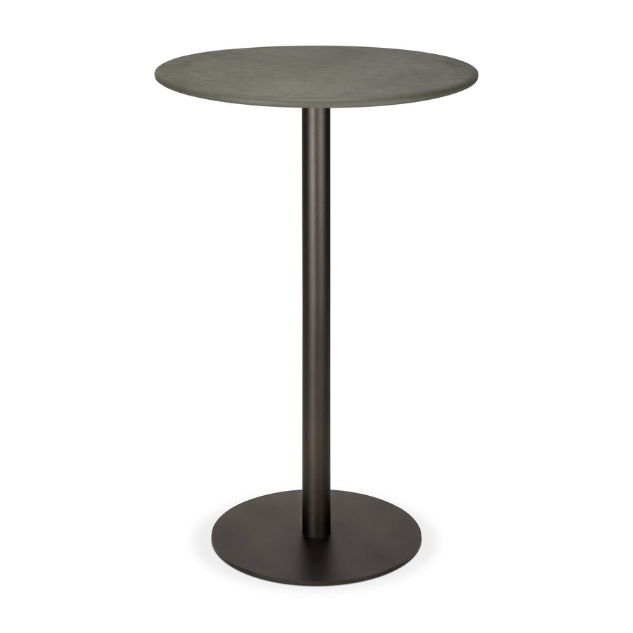 Masă bar Blend Ethnicraft cu blat din piele nubuc și bază din metal Dark Bronze — spațiu comercial