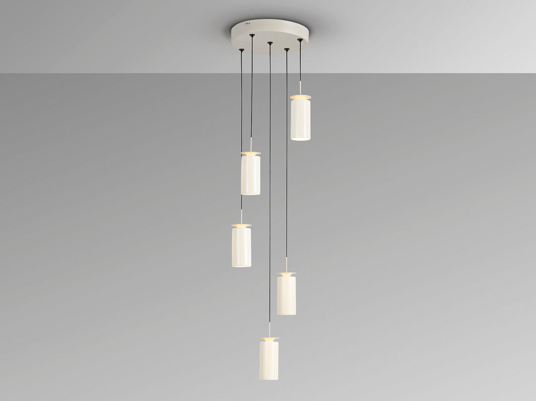 Lustra Schuller Alfara 5 lumini Ø35 ceramica crem gri