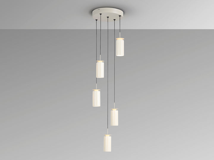 Lustra Schuller Alfara 5 lumini Ø35 ceramica crem gri
