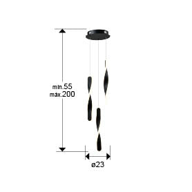 Lustra Schuller Twist 3 lumini negru mat LED 30W
