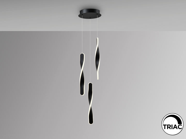 Lustra Schuller Twist 3 lumini negru mat LED 30W