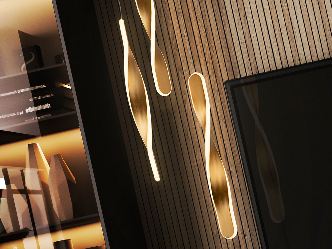 Lustra Schuller Twist 3 lumini auriu periat LED 30W