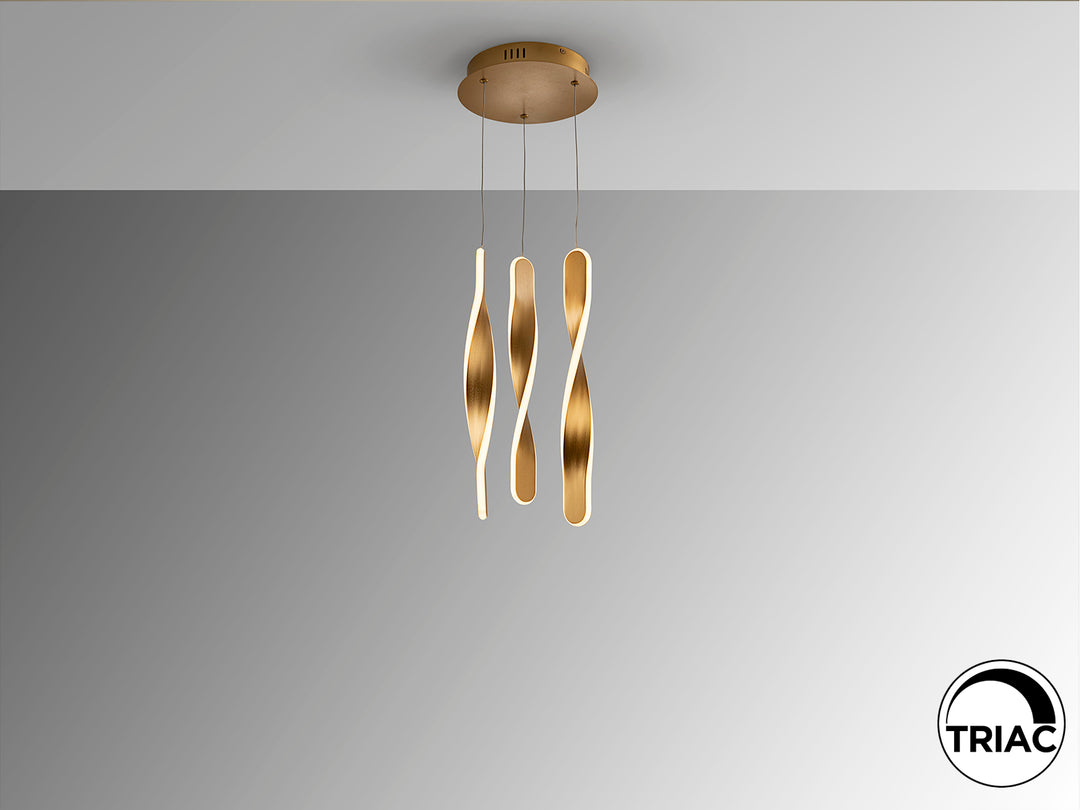 Lustra Schuller Twist 3 lumini auriu periat LED 30W
