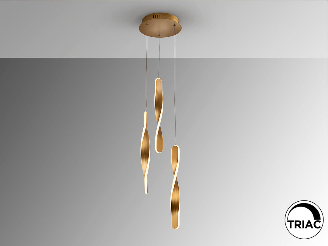 Lustra Schuller Twist 3 lumini auriu periat LED 30W