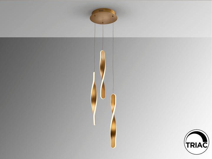 Lustra Schuller Twist 3 lumini auriu periat LED 30W