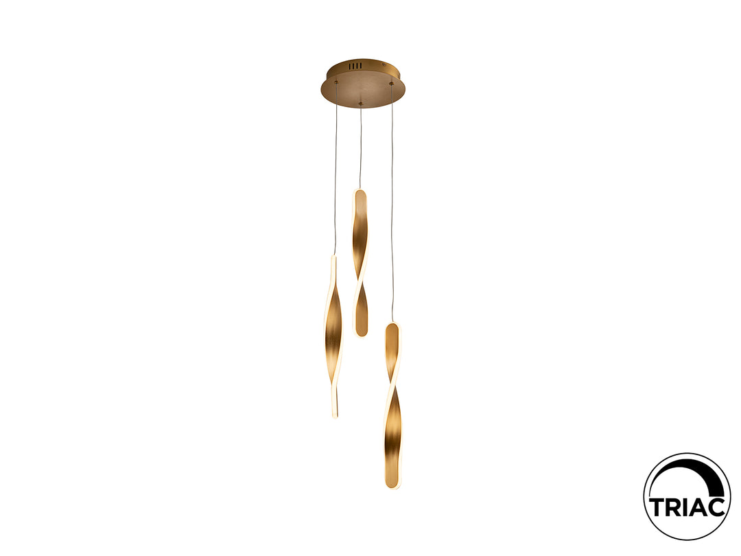 Lustra Schuller Twist 3 lumini auriu periat LED 30W