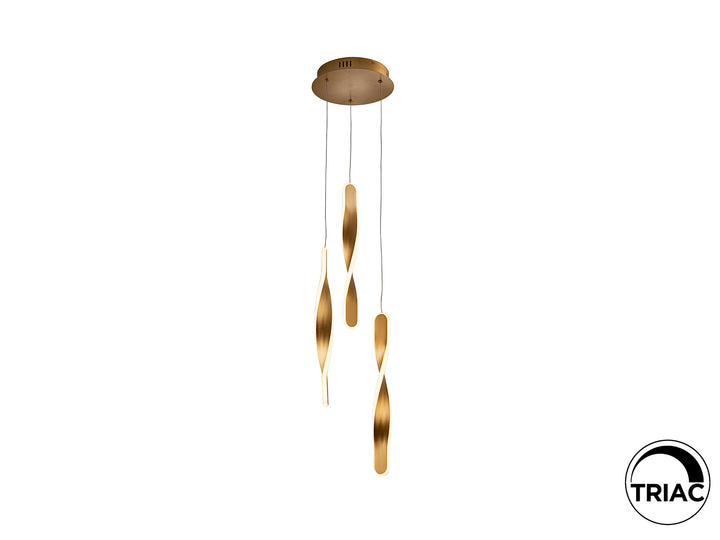 Lustra Schuller Twist 3 lumini auriu periat LED 30W