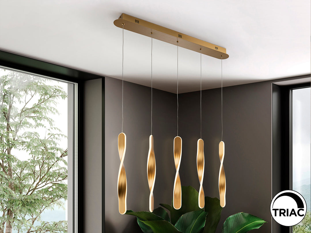 Lustra Schuller Twist 5 lumini bar 77 cm auriu LED 50W