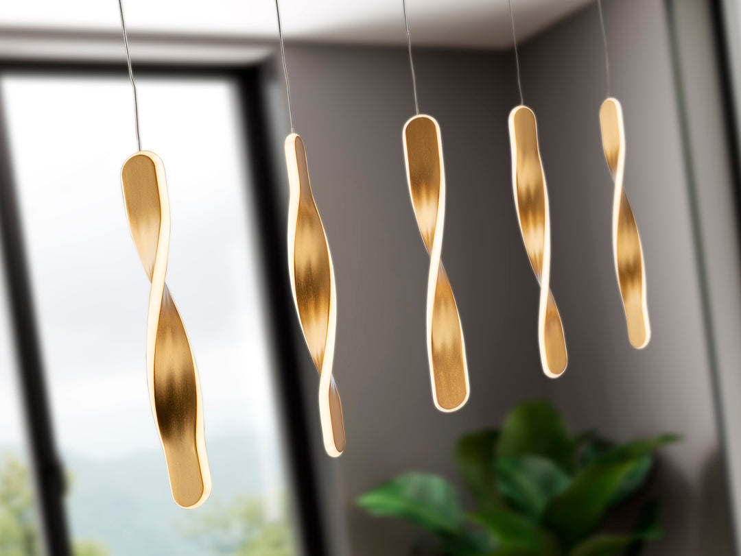 Lustra Schuller Twist 5 lumini bar 77 cm auriu LED 50W