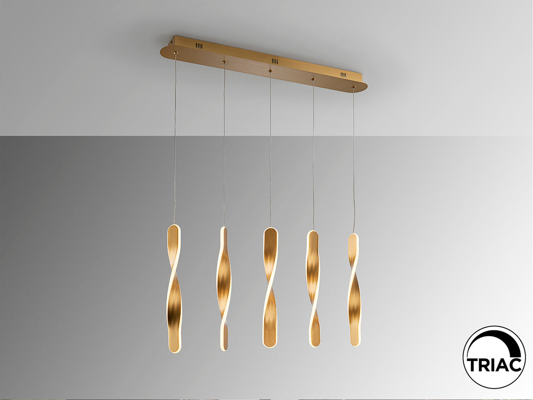 Lustra Schuller Twist 5 lumini bar 77 cm auriu LED 50W