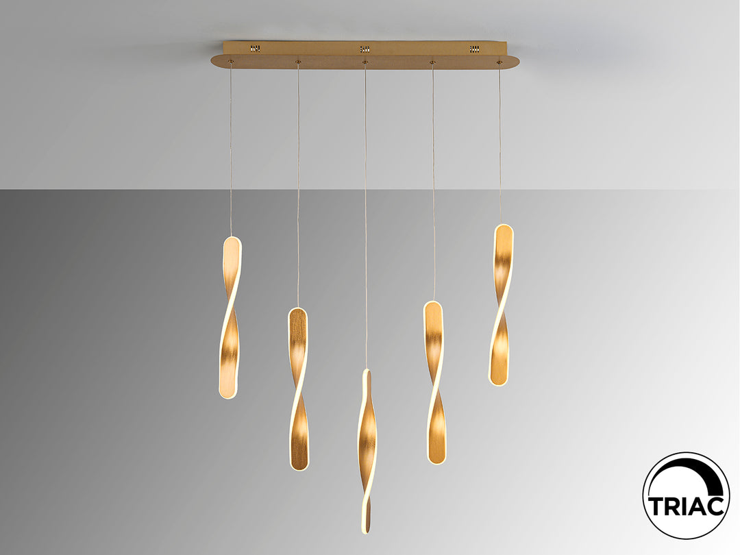 Lustra Schuller Twist 5 lumini bar 77 cm auriu LED 50W