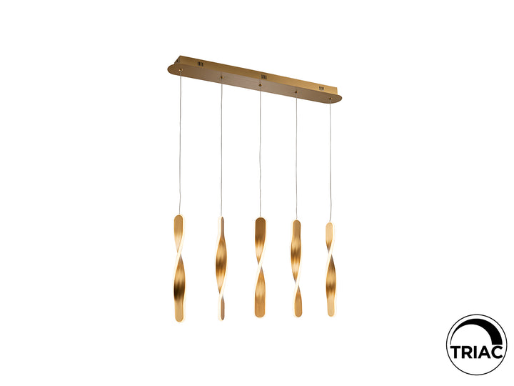 Lustra Schuller Twist 5 lumini bar 77 cm auriu LED 50W
