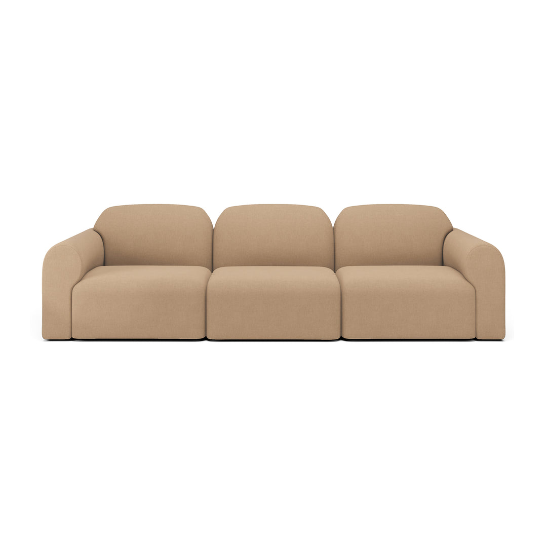Canapea modulară Bulky Ethnicraft — 1 loc + capăt stânga + capăt dreapta, țesătură Light Sepia