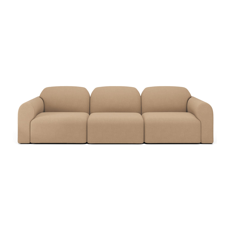 Canapea modulară Bulky Ethnicraft — 1 loc + capăt stânga + capăt dreapta, țesătură Light Sepia