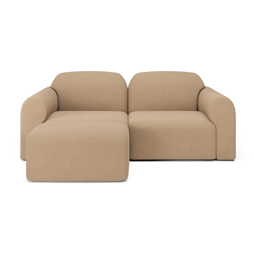 Canapea modulară Bulky Ethnicraft — capăt stânga + capăt dreapta + taburet, țesătură Light Sepia