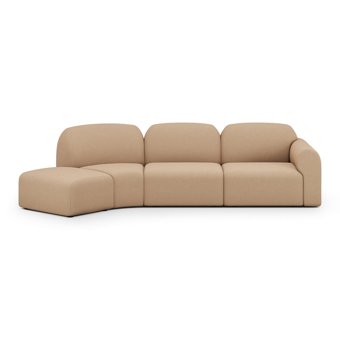 Canapea modulară Bulky Ethnicraft — capăt dreapta + 1 loc + colț 45° + taburet, țesătură Sepia