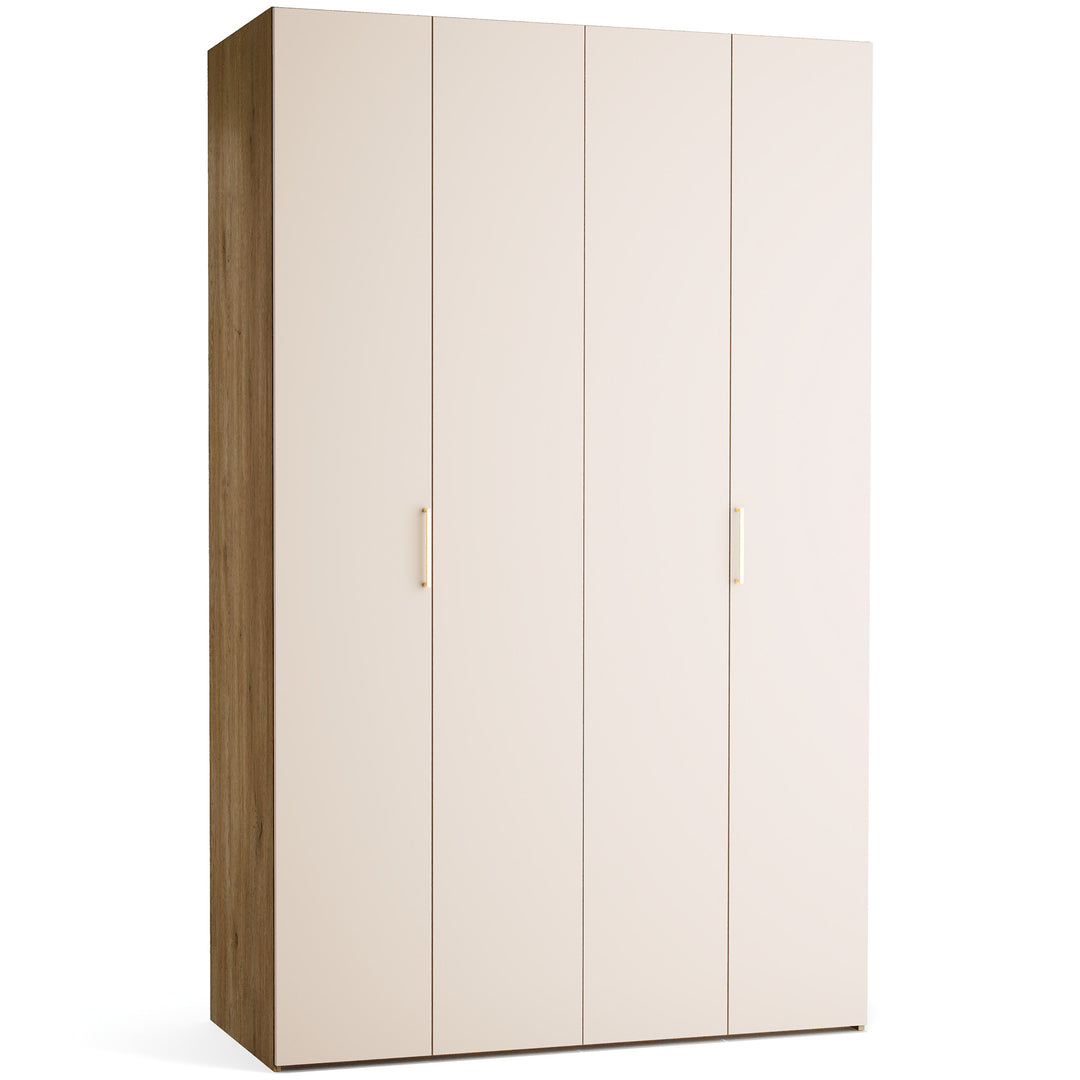Dulap cu 4 usi bej nisip si carcasa stejar VOX Stor L 140 cm