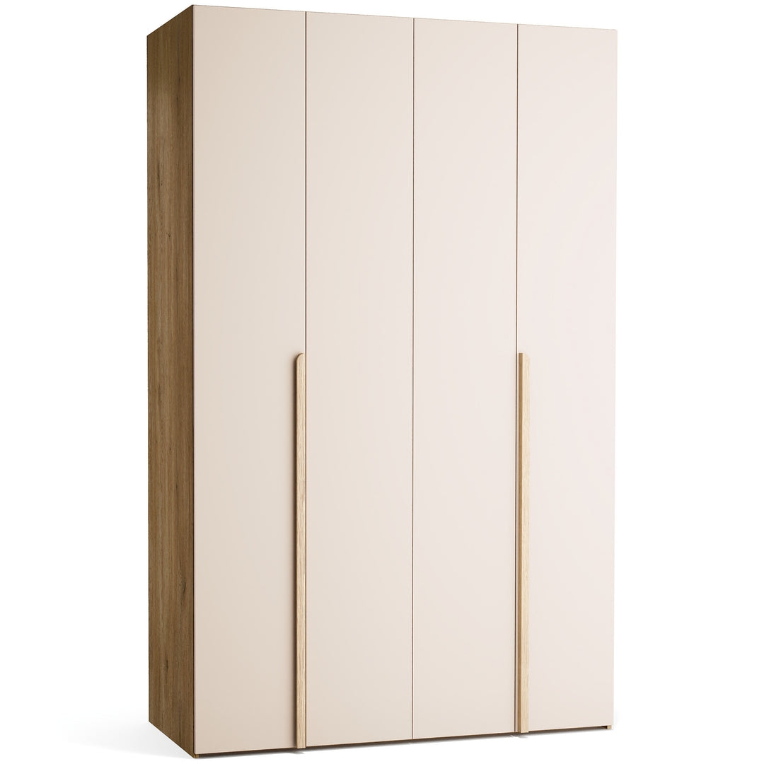 Dulap cu 4 usi bej nisip si carcasa stejar VOX Stor L 140 cm