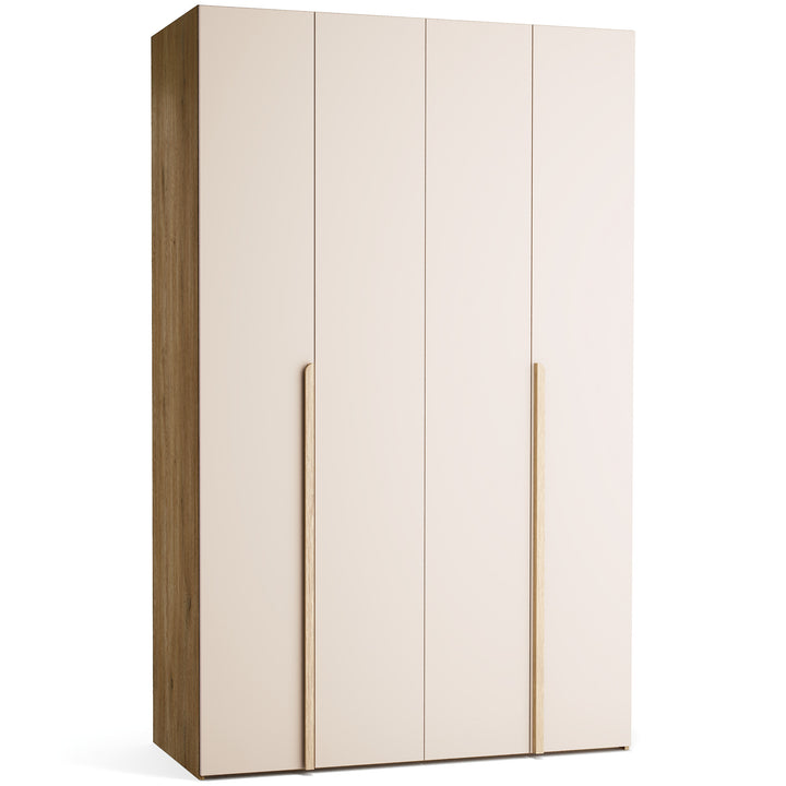 Dulap cu 4 usi bej nisip si carcasa stejar VOX Stor L 140 cm