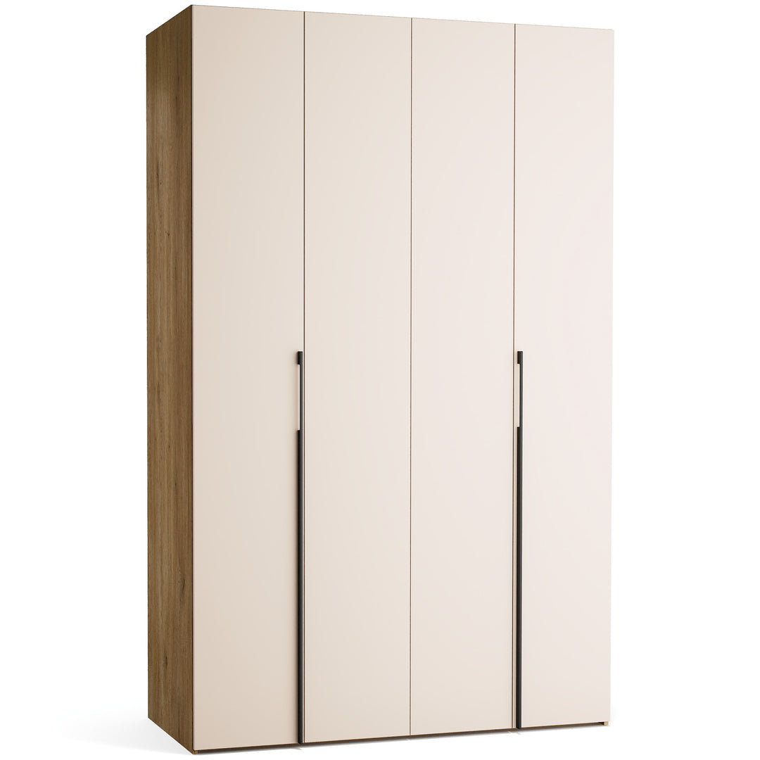 Dulap cu 4 usi bej nisip si carcasa stejar VOX Stor L 140 cm