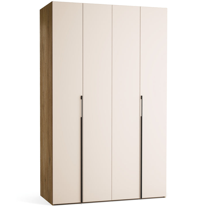 Dulap cu 4 usi bej nisip si carcasa stejar VOX Stor L 140 cm
