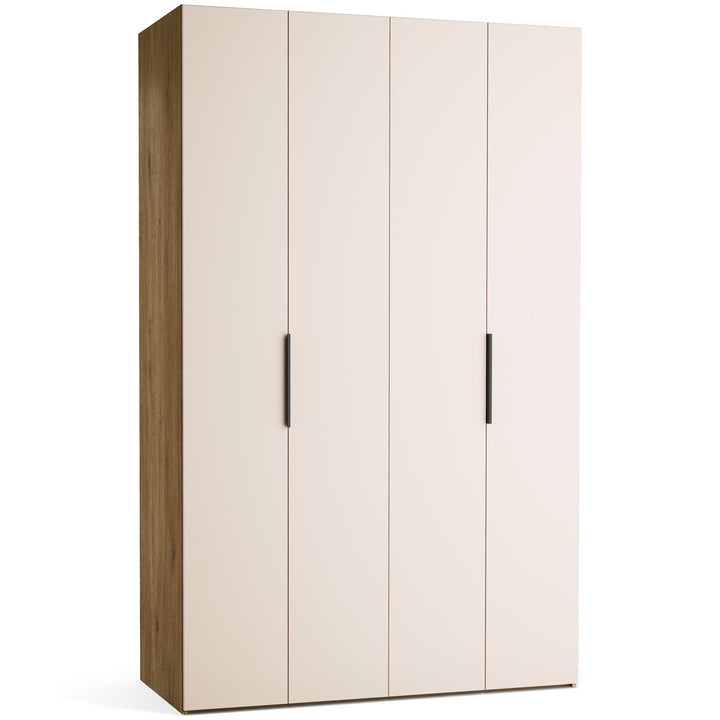 Dulap cu 4 usi bej nisip si carcasa stejar VOX Stor L 140 cm