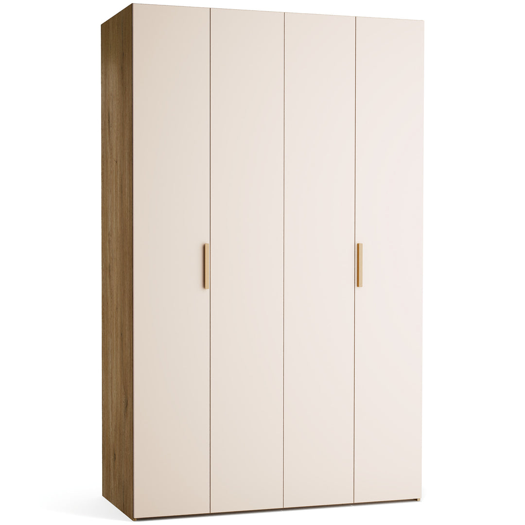 Dulap cu 4 usi bej nisip si carcasa stejar VOX Stor L 140 cm