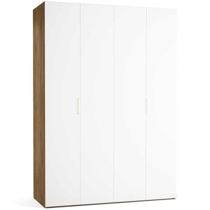 Dulap cu 4 usi albe si carcasa stejar VOX Stor L 160 cm