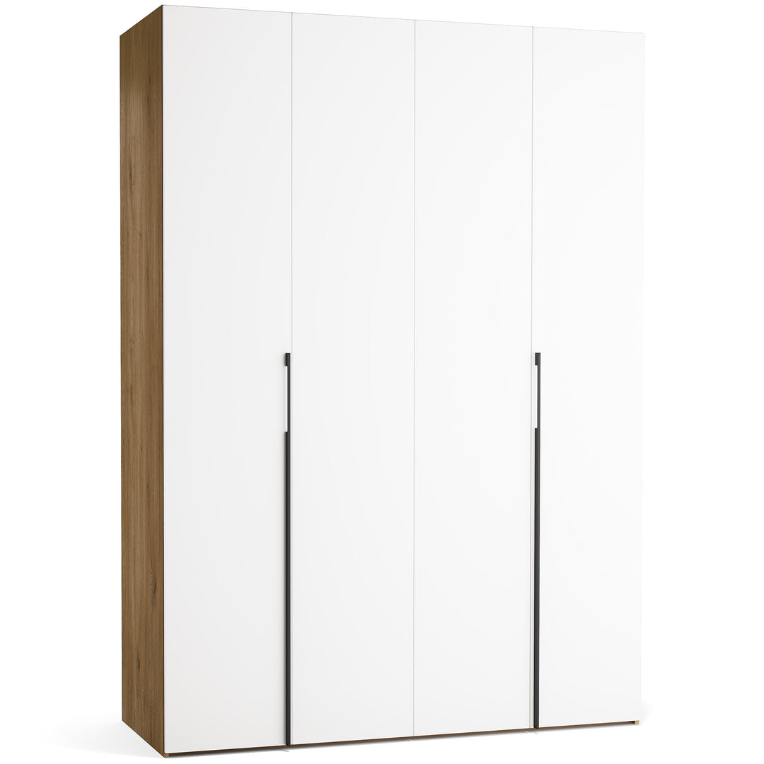 Dulap cu 4 usi albe si carcasa stejar VOX Stor L 160 cm