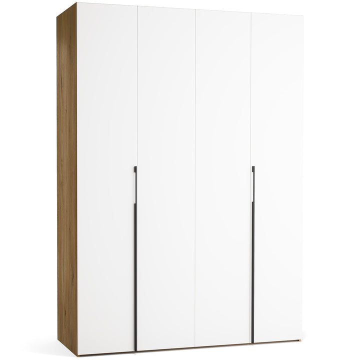 Dulap cu 4 usi albe si carcasa stejar VOX Stor L 160 cm