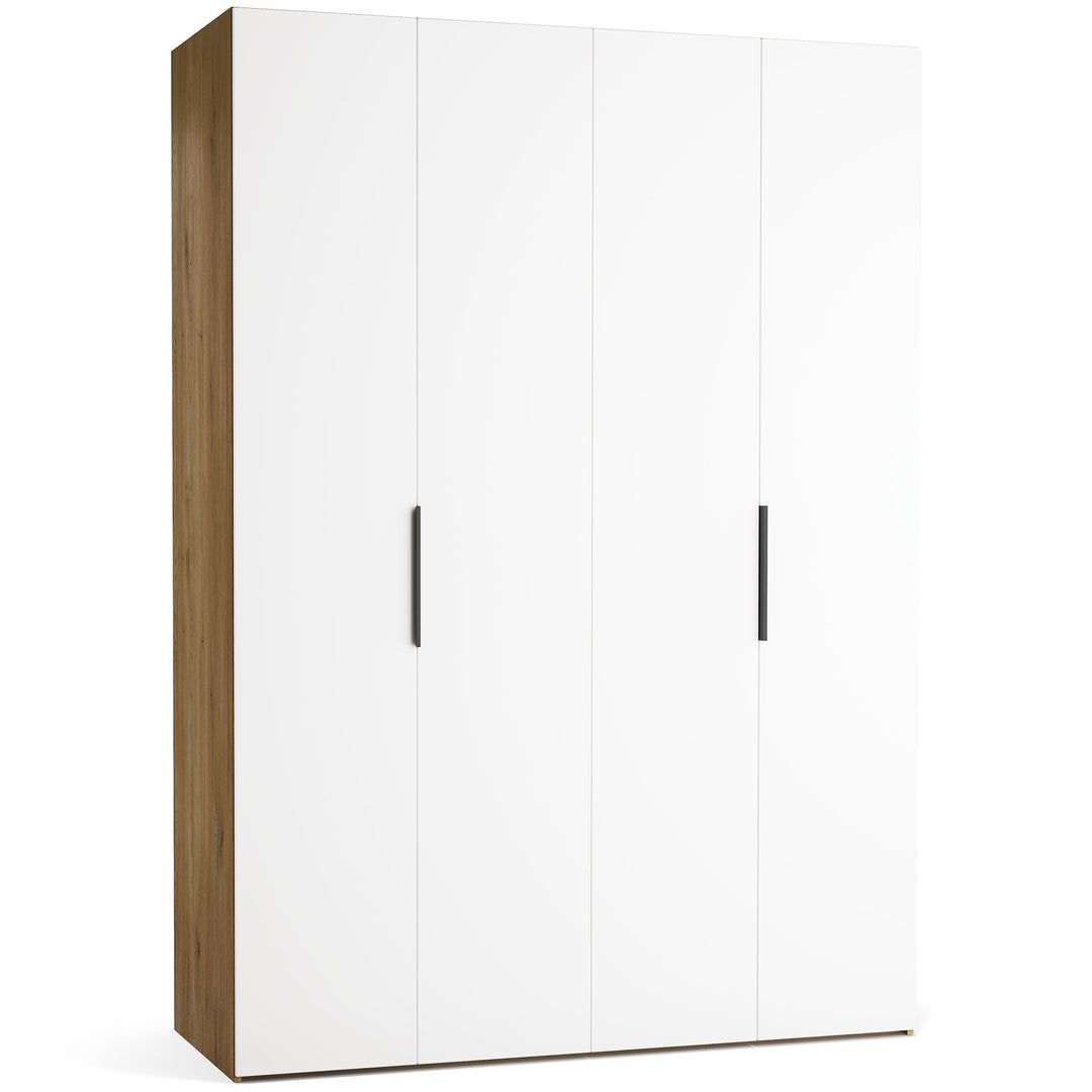 Dulap cu 4 usi albe si carcasa stejar VOX Stor L 160 cm