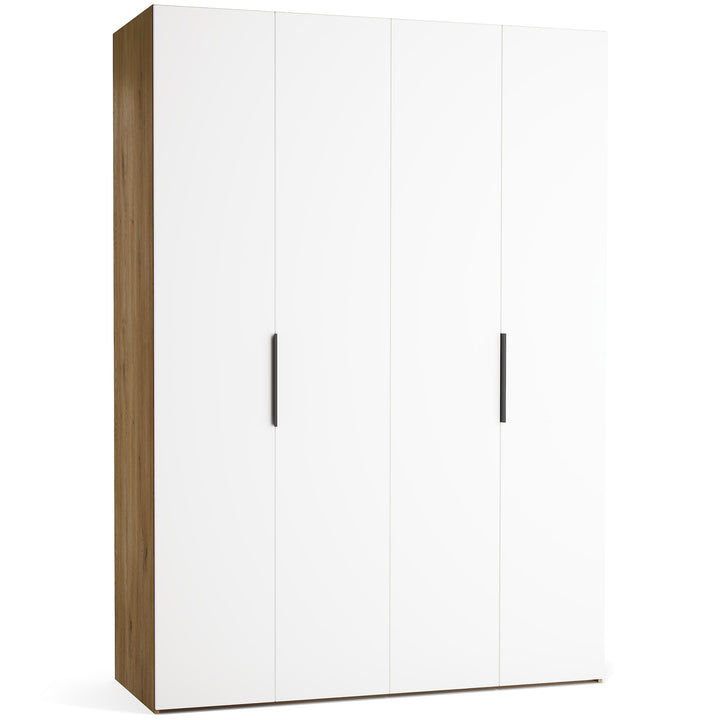 Dulap cu 4 usi albe si carcasa stejar VOX Stor L 160 cm