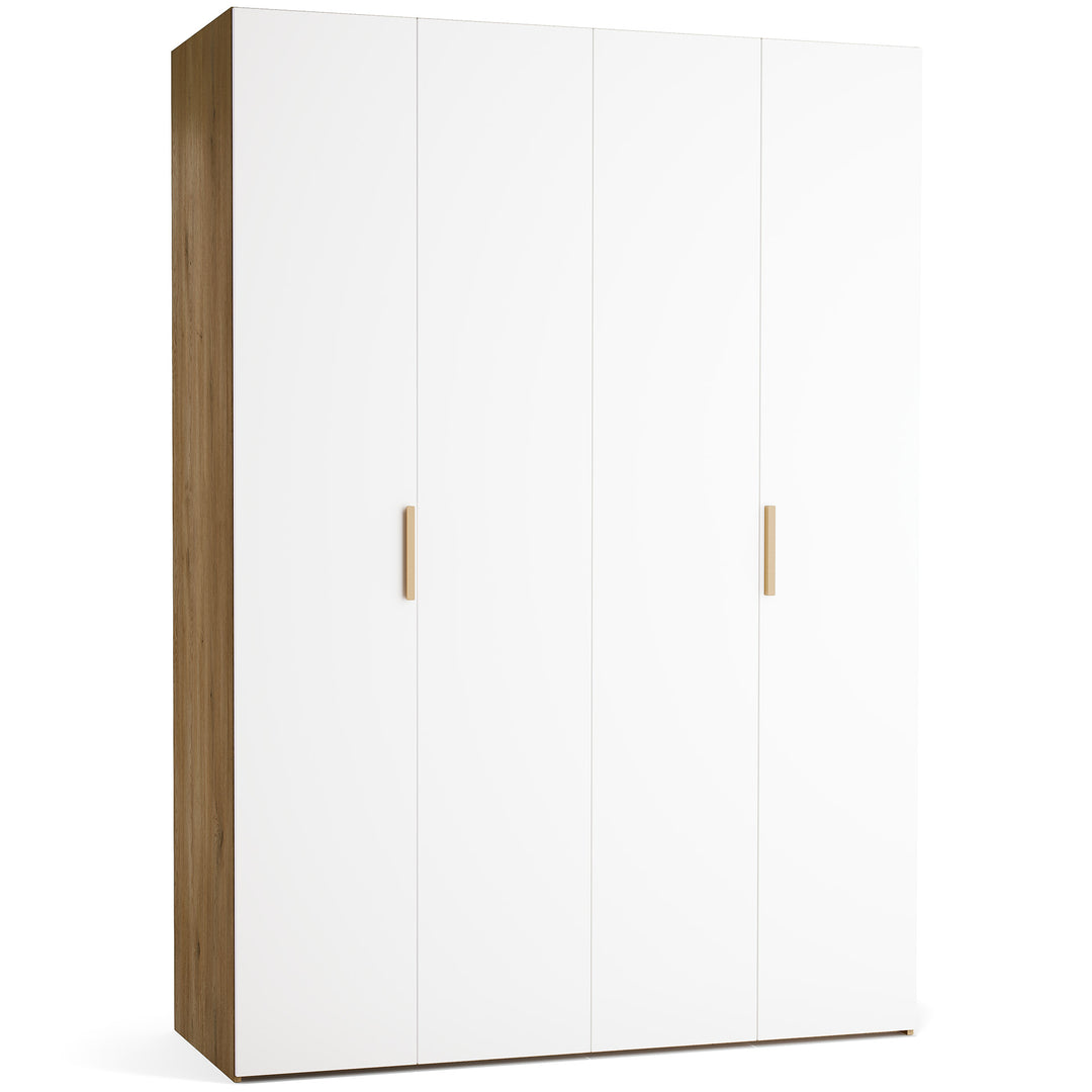 Dulap cu 4 usi albe si carcasa stejar VOX Stor L 160 cm