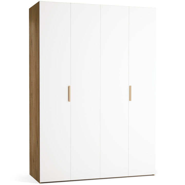 Dulap cu 4 usi albe si carcasa stejar VOX Stor L 160 cm