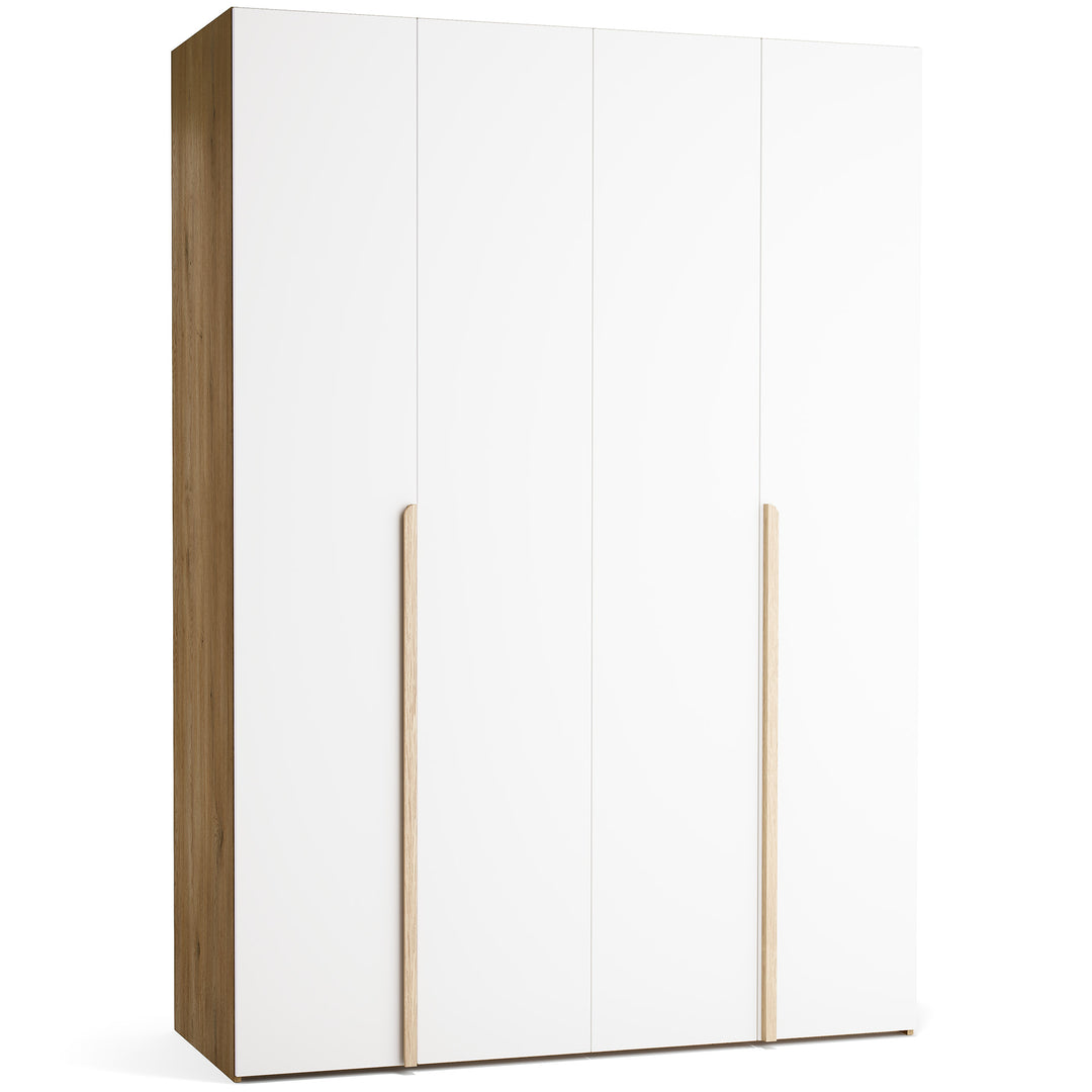 Dulap cu 4 usi albe si carcasa stejar VOX Stor L 160 cm