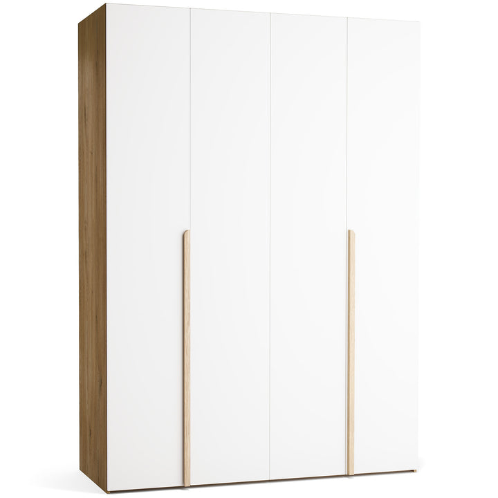 Dulap cu 4 usi albe si carcasa stejar VOX Stor L 160 cm
