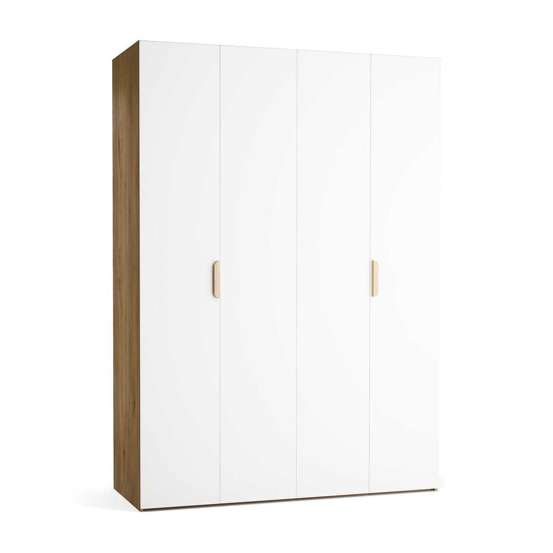 Dulap cu 4 usi albe si carcasa stejar VOX Stor L 160 cm