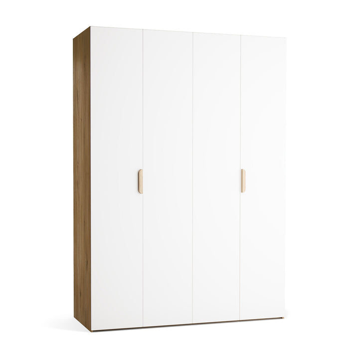 Dulap cu 4 usi albe si carcasa stejar VOX Stor L 160 cm