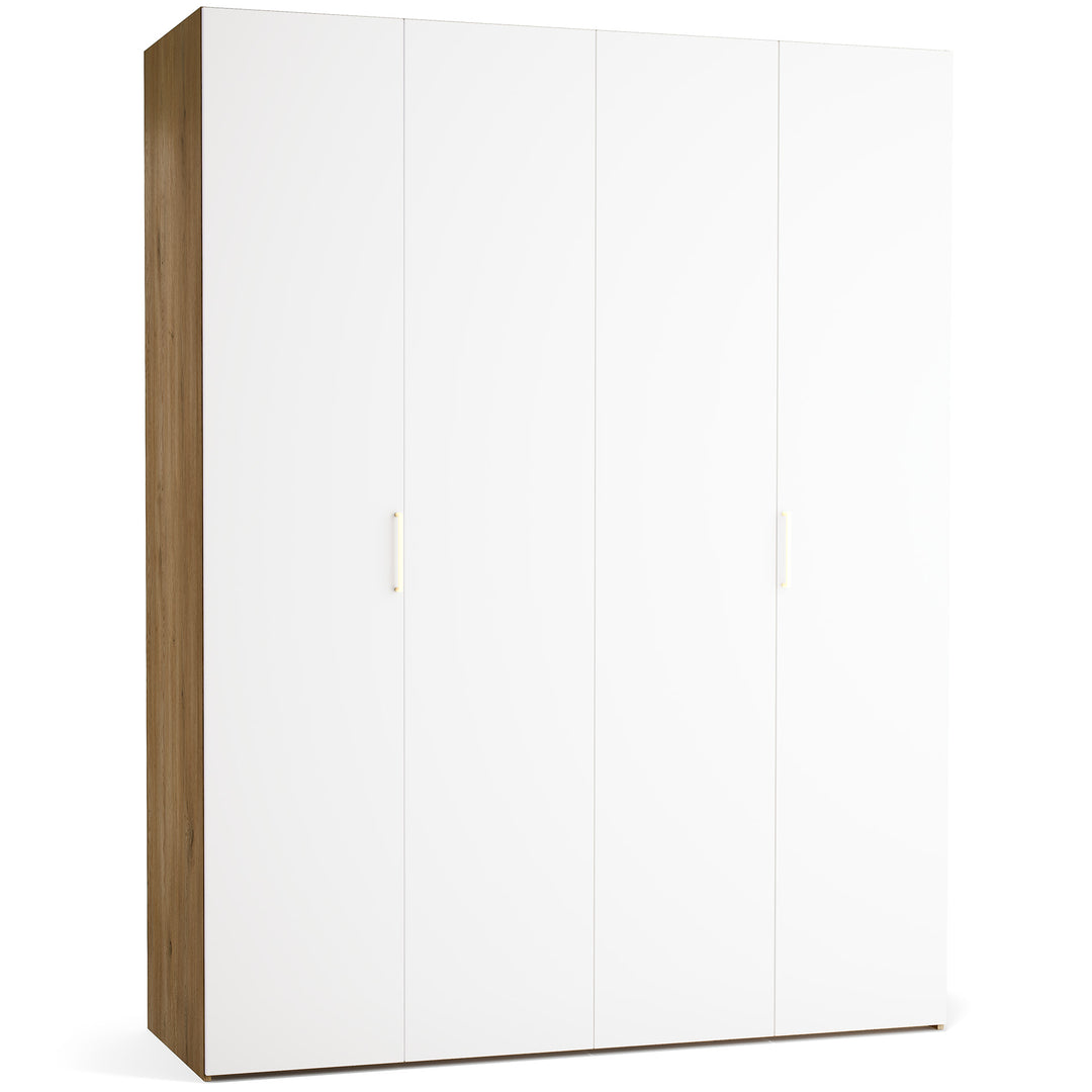 Dulap cu 4 usi albe si carcasa stejar VOX Stor L 175 cm