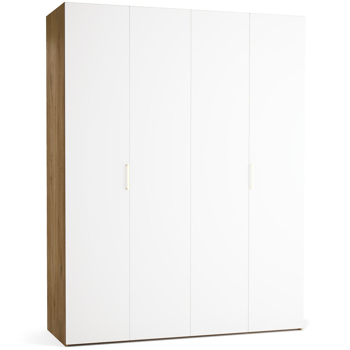 Dulap cu 4 usi albe si carcasa stejar VOX Stor L 175 cm