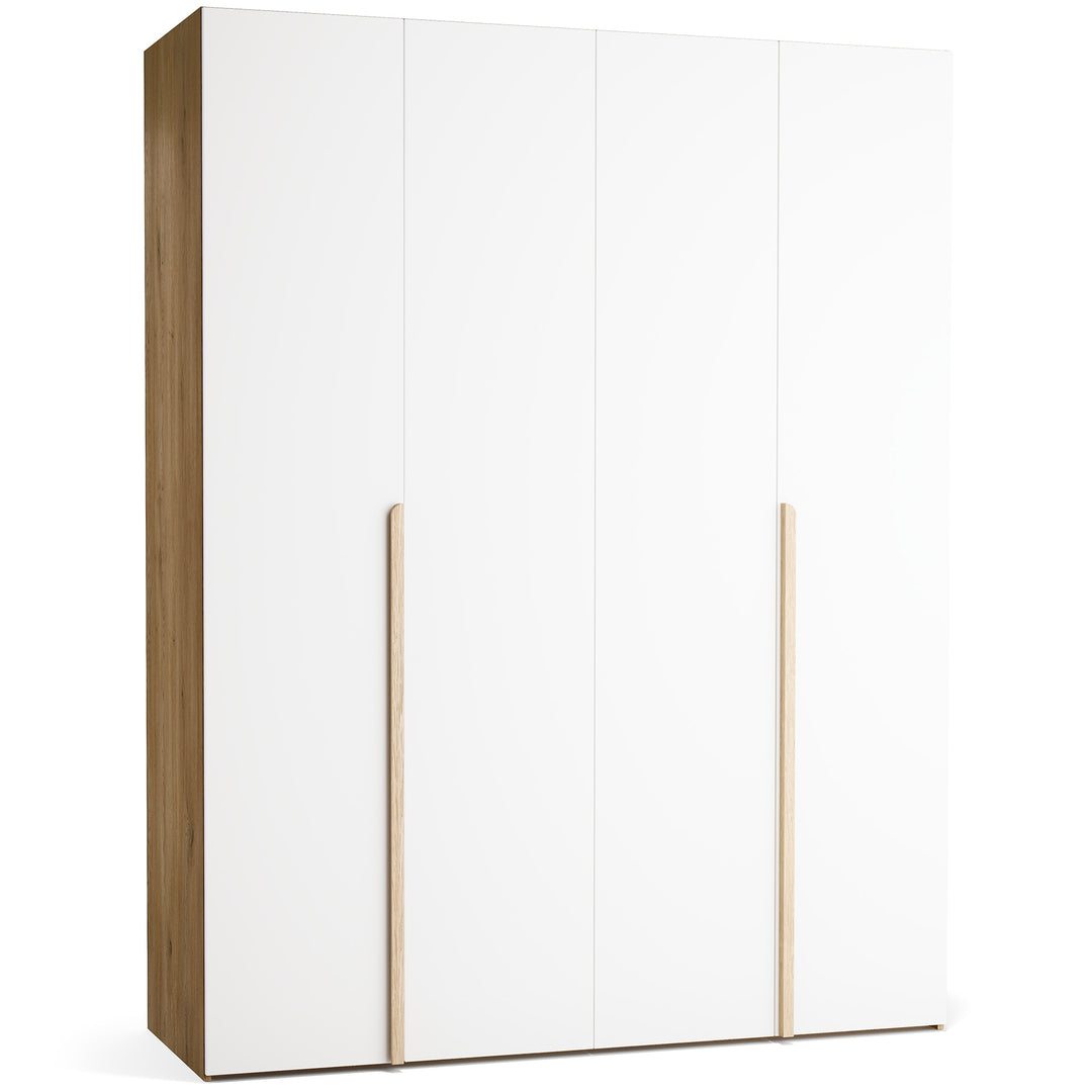 Dulap cu 4 usi albe si carcasa stejar VOX Stor L 175 cm