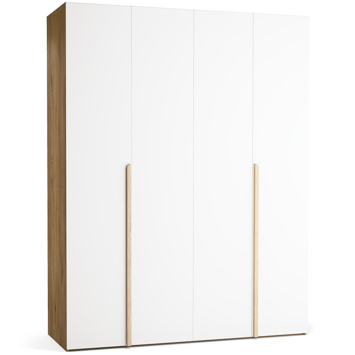 Dulap cu 4 usi albe si carcasa stejar VOX Stor L 175 cm