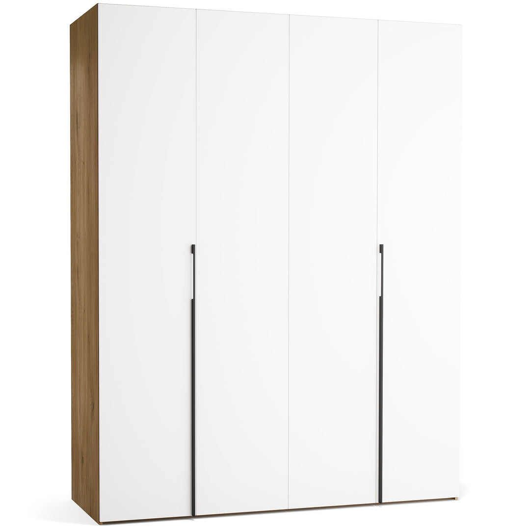 Dulap cu 4 usi albe si carcasa stejar VOX Stor L 175 cm